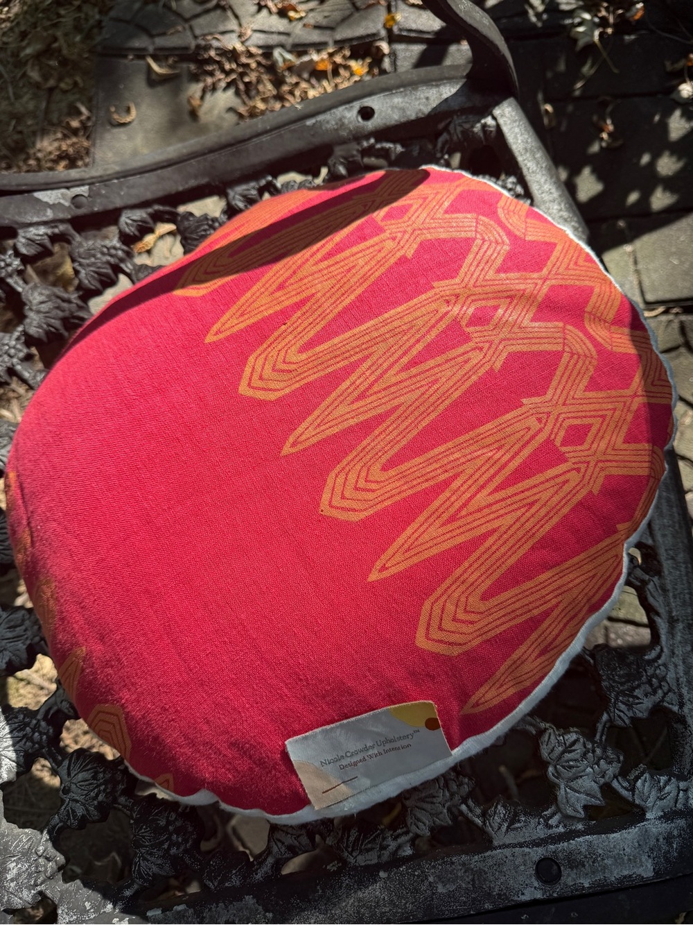 Red and Gold Round Decorative Cushion Yoga